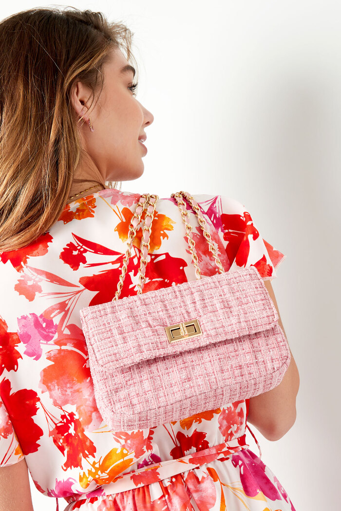 Bag with stitching and gold detail - pink Polyester Picture2